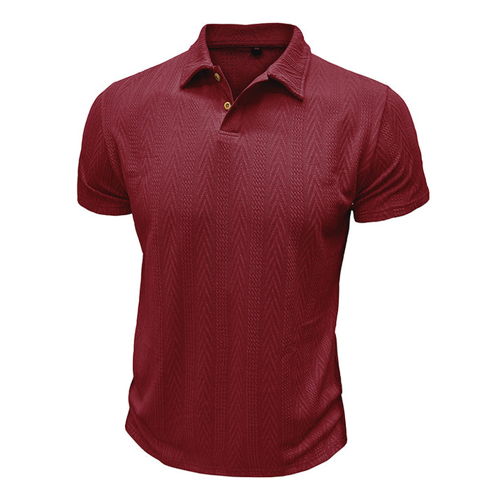 Herren Poloshirt mit strukturiertem Gewebemuster und knöpfbarem Kragen Echoarchiv
