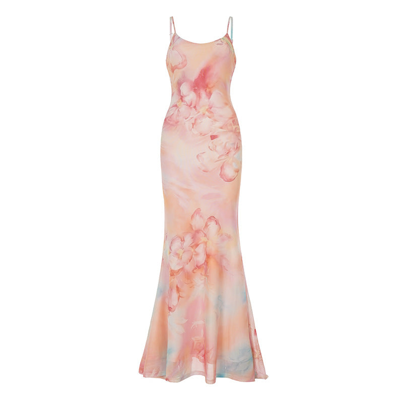 Damen Maxikleid mit floralem Design und Spaghettiträgern Echo Archiv
