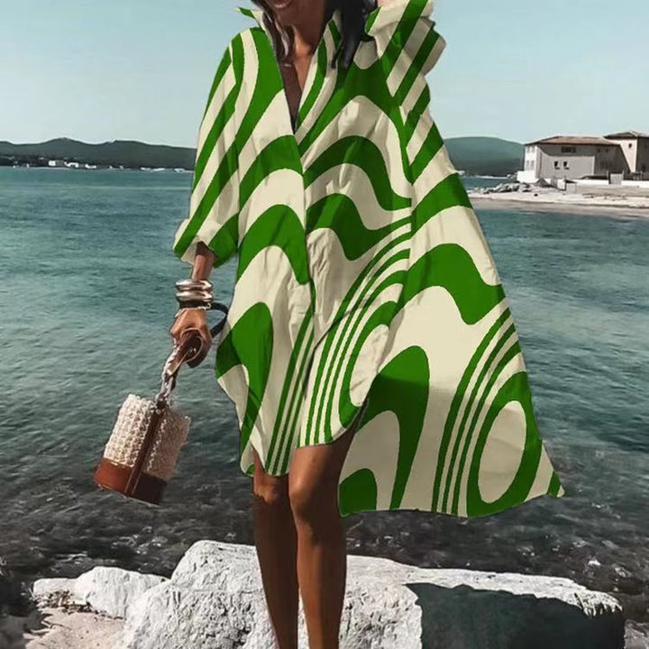 Damen nan luftiges Strandkleid Kaftan mit tropischem Blattprint und weitem Schnitt Echo Archiv