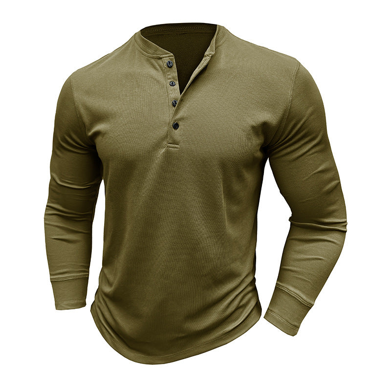 Herren Langarm-Henley-Shirt mit strukturiertem Stoff Echoarchiv