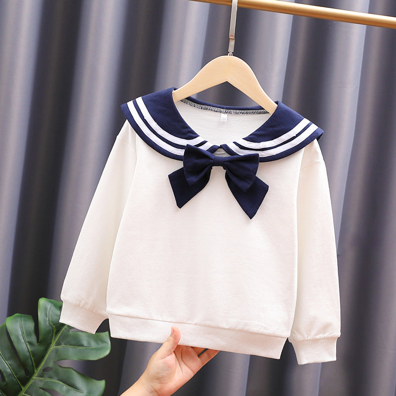 Mädchen Sweatshirt mit maritimem Kragen und dekorativem Schleifendetail Echo Archiv