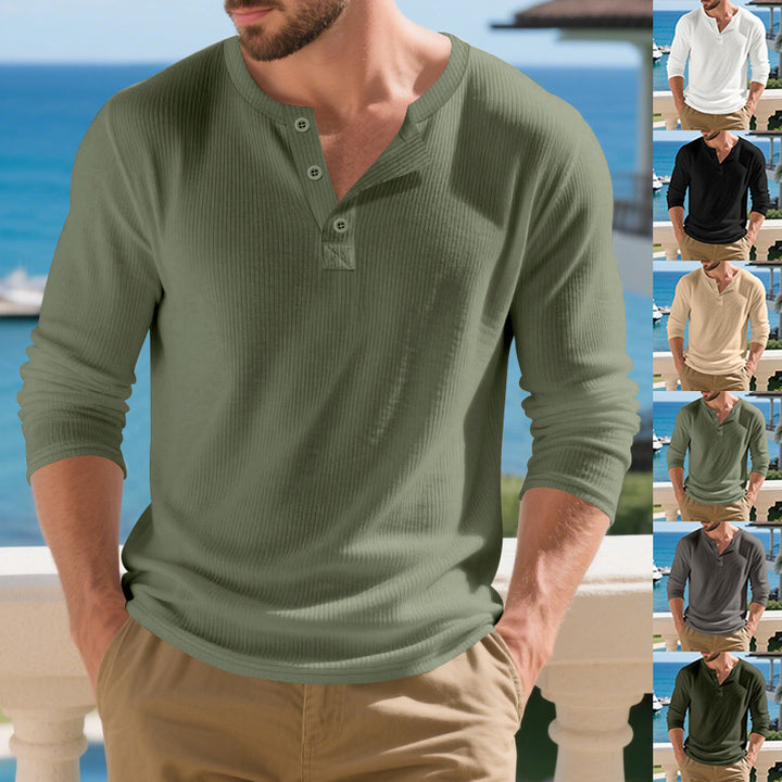 Herren Langarmshirt mit modischem Henley-Ausschnitt Echoarchiv