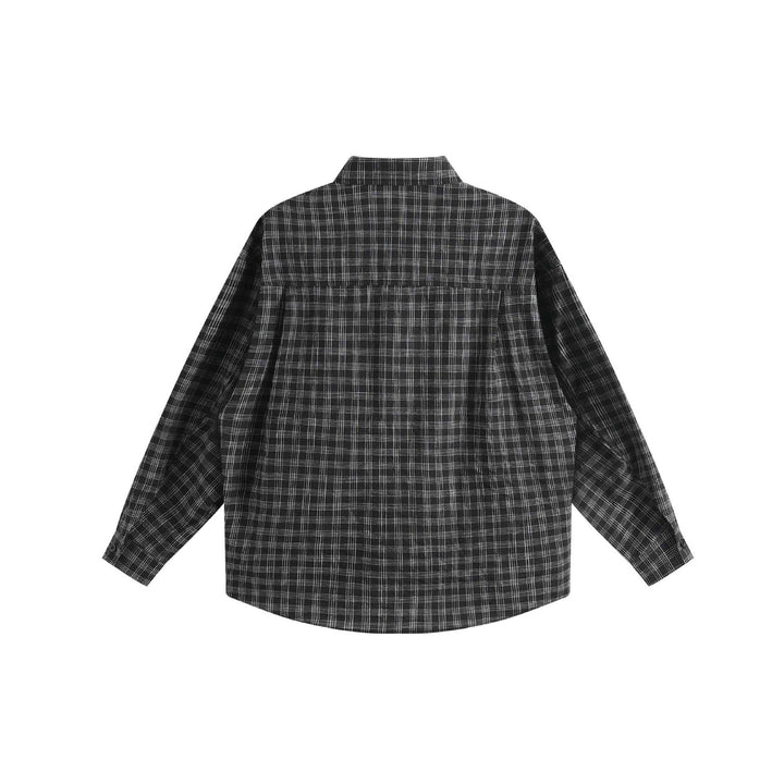 Unisex Oversize-Hemdjacke aus leichter Baumwollmischung mit Raglanärmeln und feinem Karomuster Echoarchiv