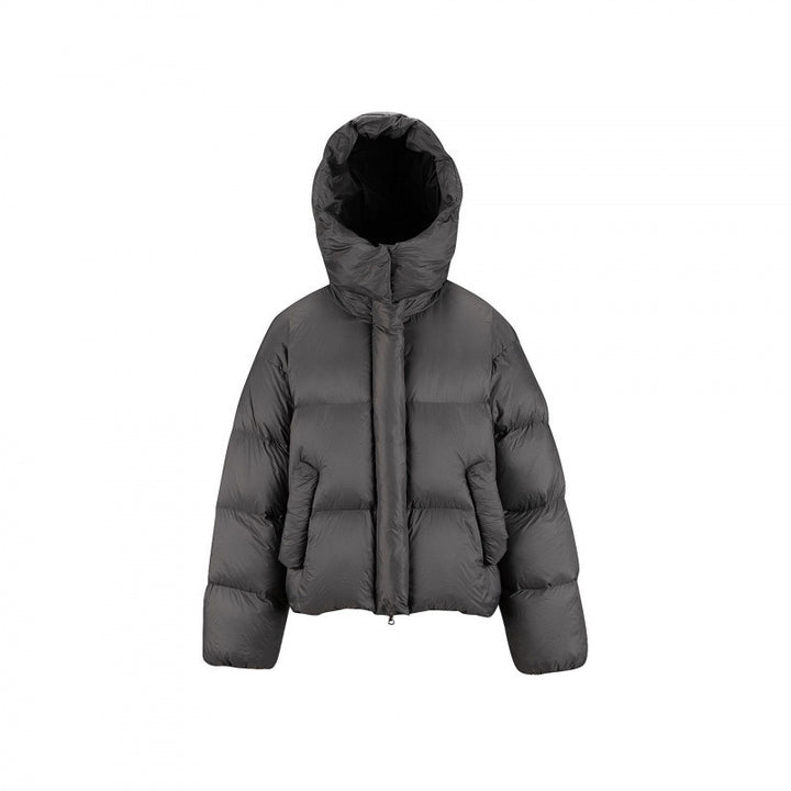 Damen Kurz gepolsterte Crop‑Steppjacke mit Volumen‑Kapuze und verdeckter Druckknopfleiste Echo Archiv