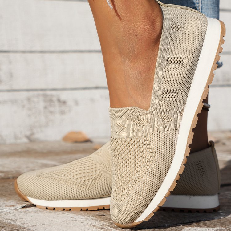 Damen Atmungsaktive Strick-Slipper mit Memory-Fußbett und rutschfester Laufsohle – Lioré