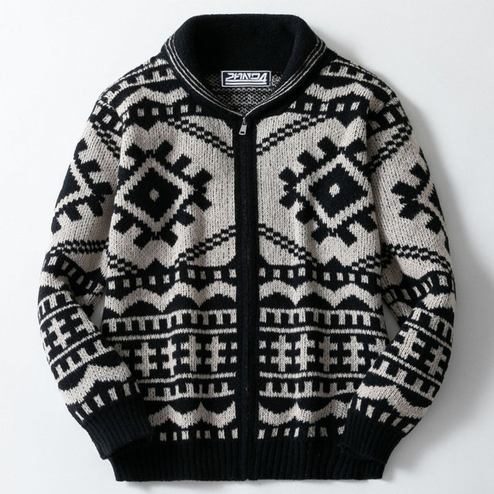 Herren designorientierte Strickjacke mit geometrischem Muster Echoarchiv
