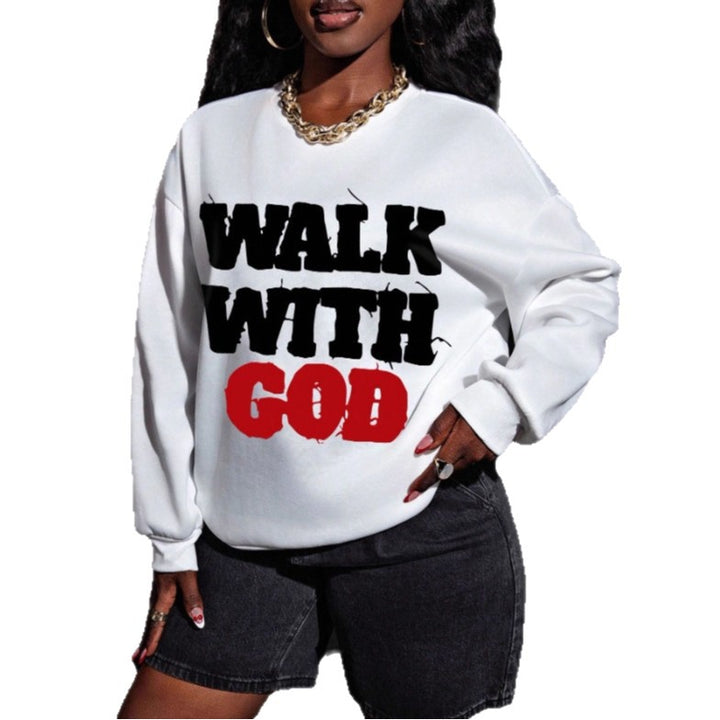Damen nan Statement-Sweatshirt mit religiösem Typo-Print, oversized Schnitt, Rundhalsausschnitt und weichem Innenfutter Echo Archiv