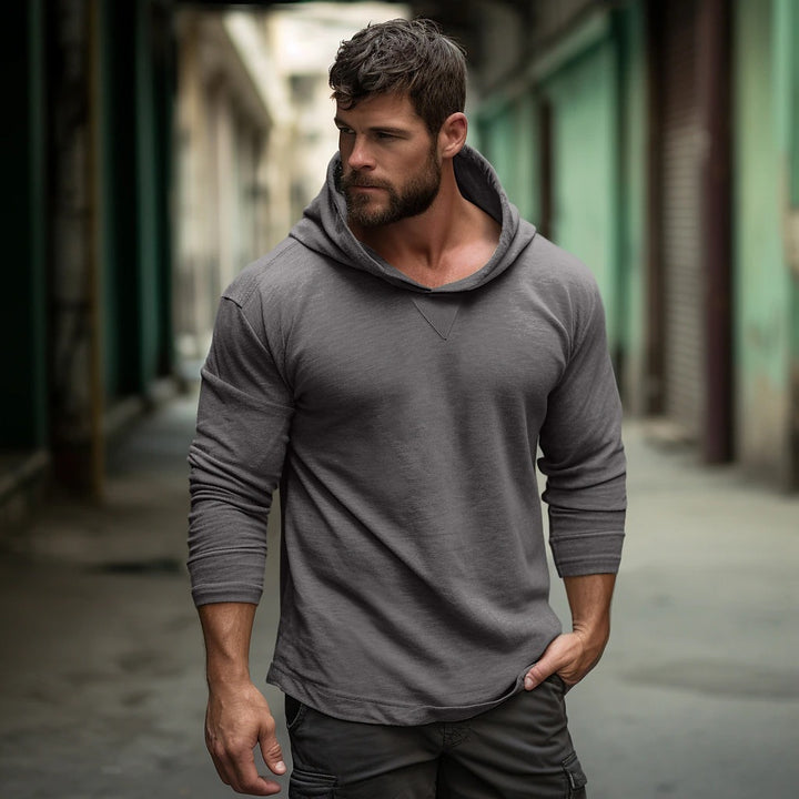 Herren modisches Langarm-Hoodie mit V-Ausschnitt Echoarchiv