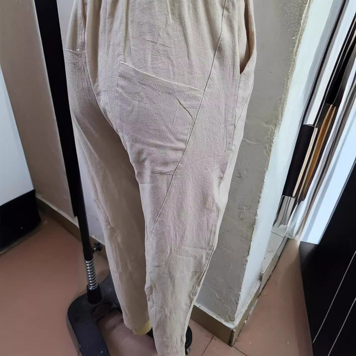 Herren nan lässige Leinenharemshose mit elastischem Bund und seitlichen Eingrifftaschen Echo Archiv