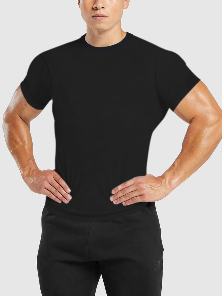 Herren nan tailliertes Rundhals-Leistungsshirt mit elastischem Seitenkeil und flachen Nähten Echo Archiv