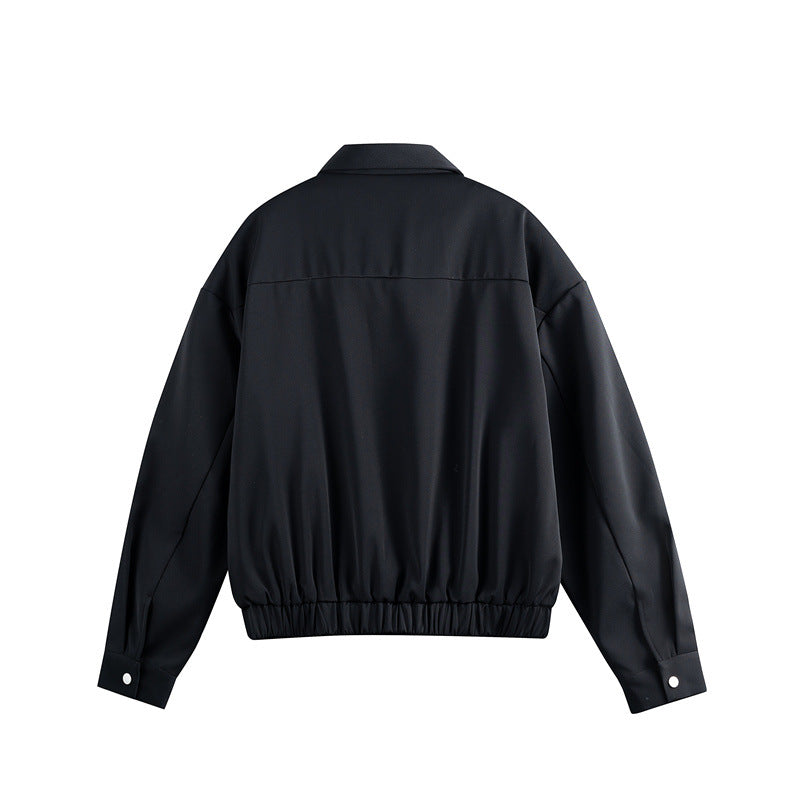 Unisex Leichter Blouson mit Umlegekragen, verdecktem Reißverschluss und elastischem Saum Echoarchiv