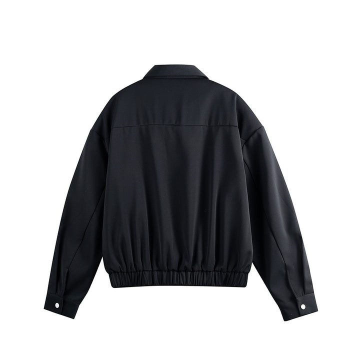 Unisex Leichter Blouson mit Umlegekragen, verdecktem Reißverschluss und elastischem Saum Echoarchiv