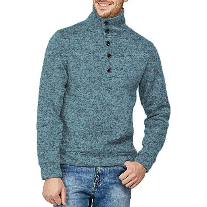 Herren Hochwertiger Pullover mit Stehkragen und Knopfdetail Echoarchiv