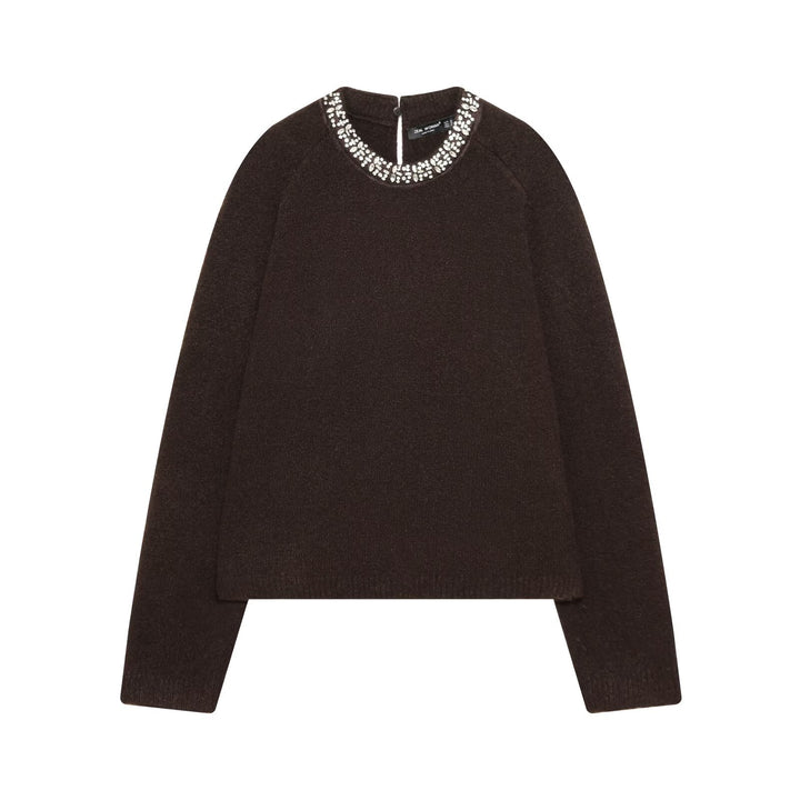 Damen Feinstrick-Pullover mit Schmuckkragen und leichtem Boxy-Cropped-Schnitt Echoarchiv