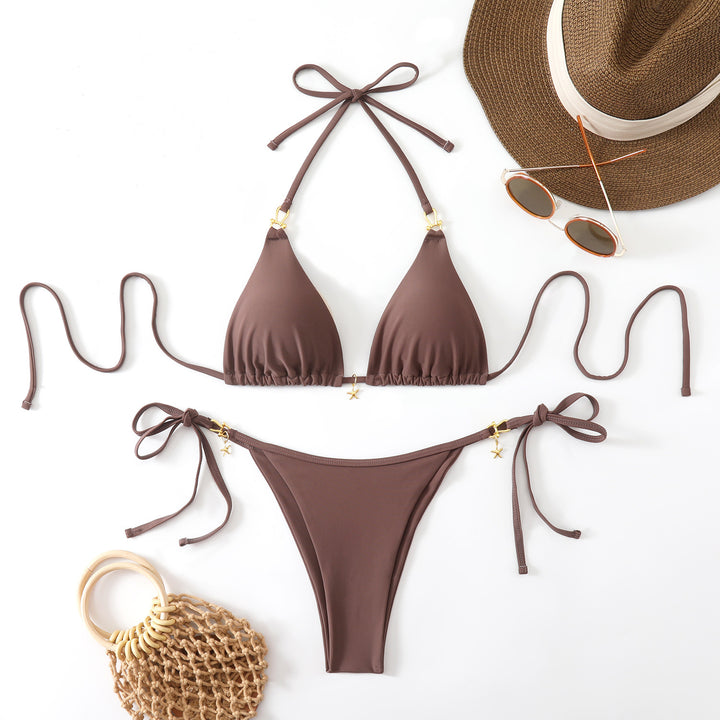 Damen Triangel-Bikini mit elegantem Knoten-Detail und modischen Akzenten Echo Archiv