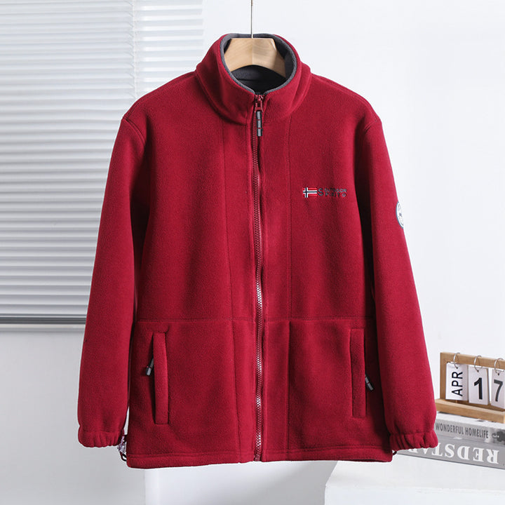 Herren nan Fleecejacke mit Stehkragen, durchgehendem Reißverschluss, zwei Eingrifftaschen und elastischen Bündchen Echo Archiv