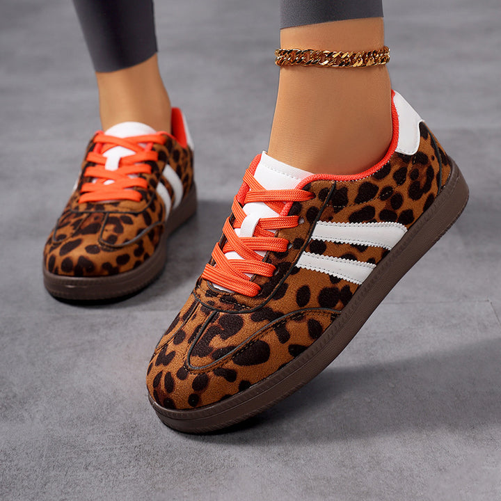 Damen nan Leopardenmuster Wildlederoptik Sneaker mit ergonomischer Polstersohle und rutschfester Gummisohle Echo Archiv