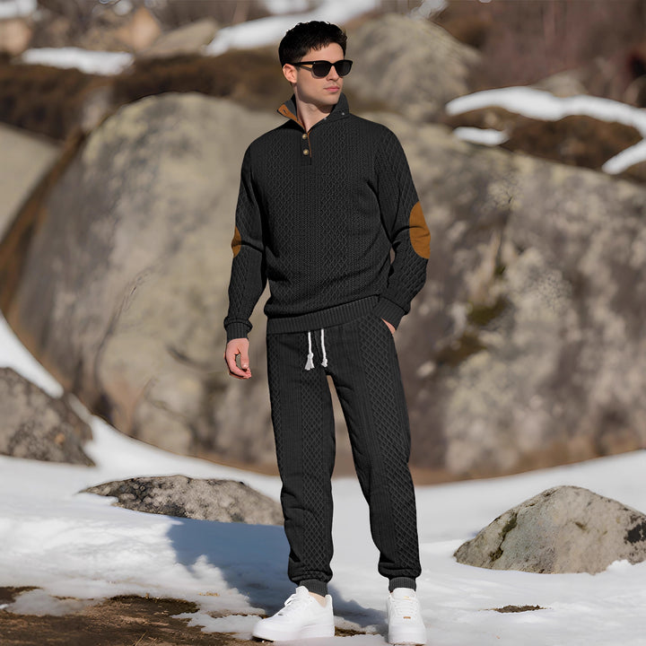 Herren Bequemer Strickpullover mit Stehkragen und modischen Knöpfen Echoarchiv