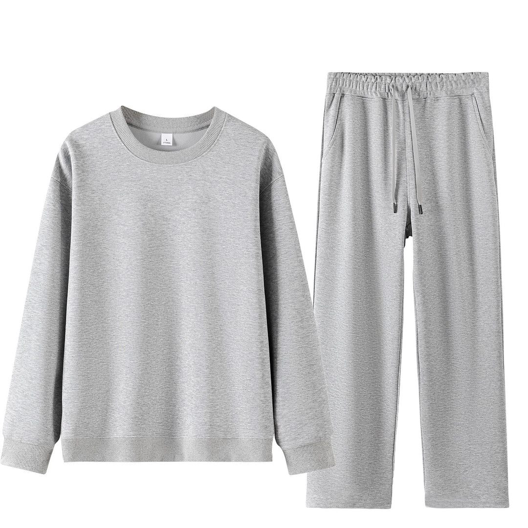 Unisex Weites Lounge-Set aus weichem Baumwollmix mit Rundhals-Sweatshirt und Kordel-Jogginghose Echoarchiv