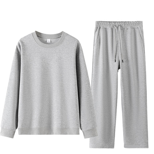 Unisex Weites Lounge-Set aus weichem Baumwollmix mit Rundhals-Sweatshirt und Kordel-Jogginghose Echoarchiv