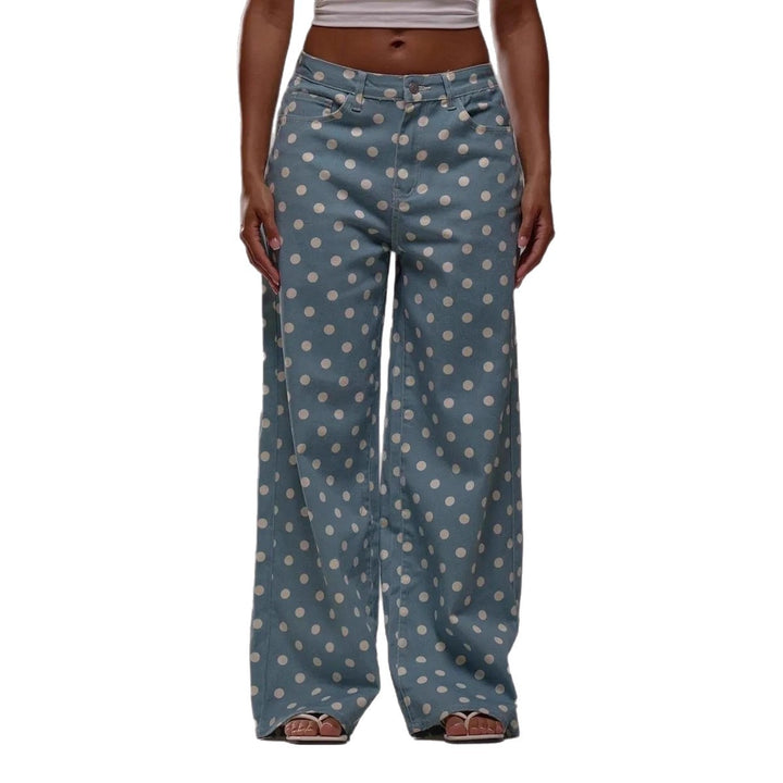 Damen weite Polka-Dot Palazzo-Hosen mit high-waist Schnitt Echo Archiv
