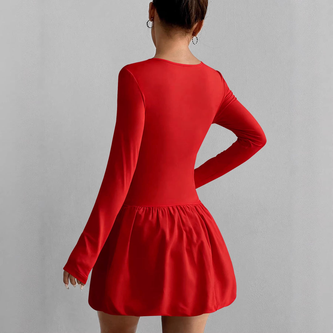 Damen Figurumspielendes Kleid mit langen Ärmeln und gerafftem Saum Echo Archiv