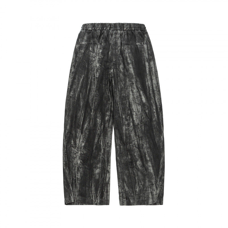 Unisex Weite Cropped-Hose mit asymmetrischen Lageinsätzen, elastischem Bund und beschichteter Struktur Echo Archiv