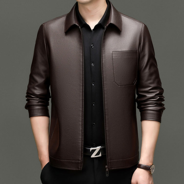 Herren Kunstlederjacke mit modernem Schnitt und praktischen Taschen Echoarchiv