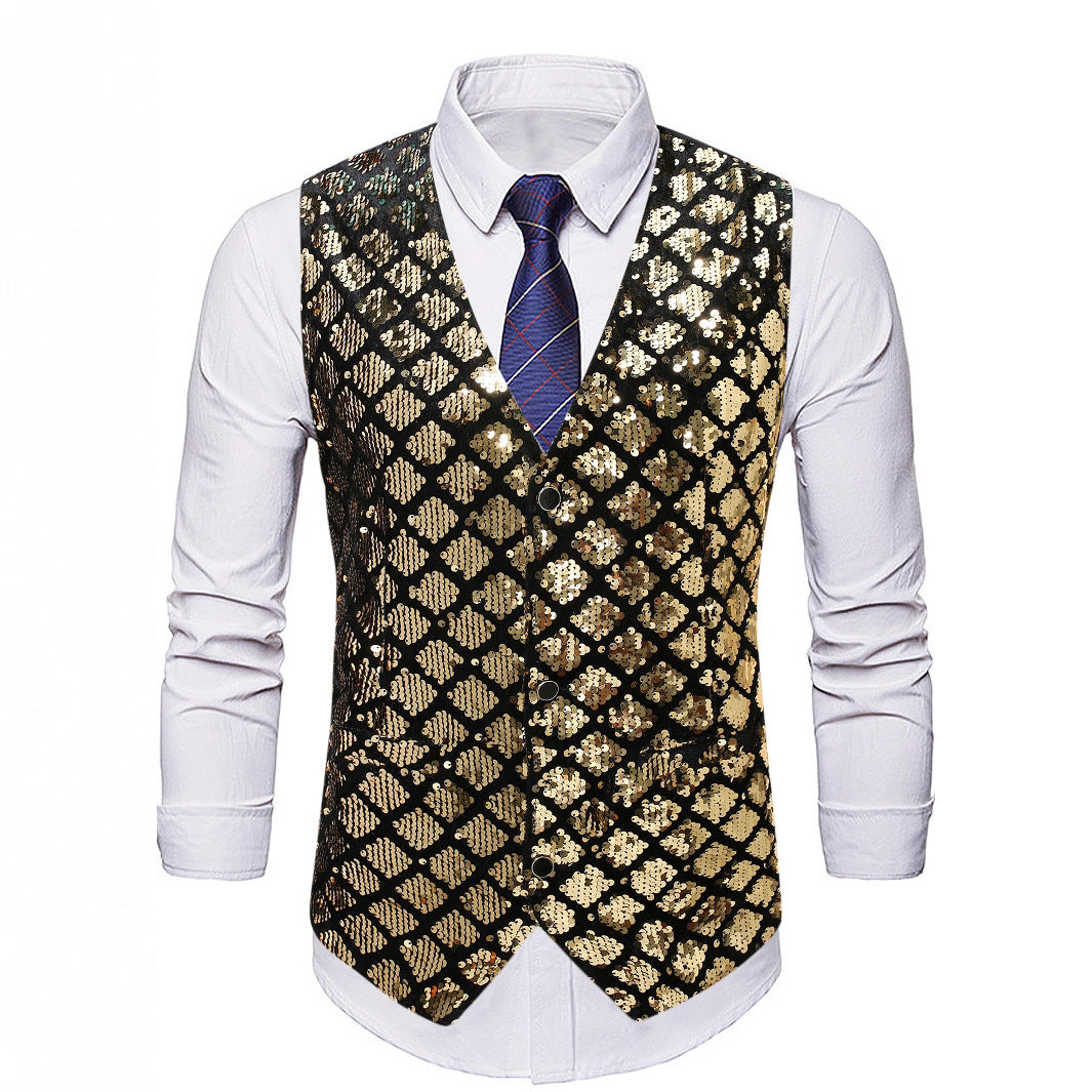 Herren elegante Pailletten-Weste Echoarchiv