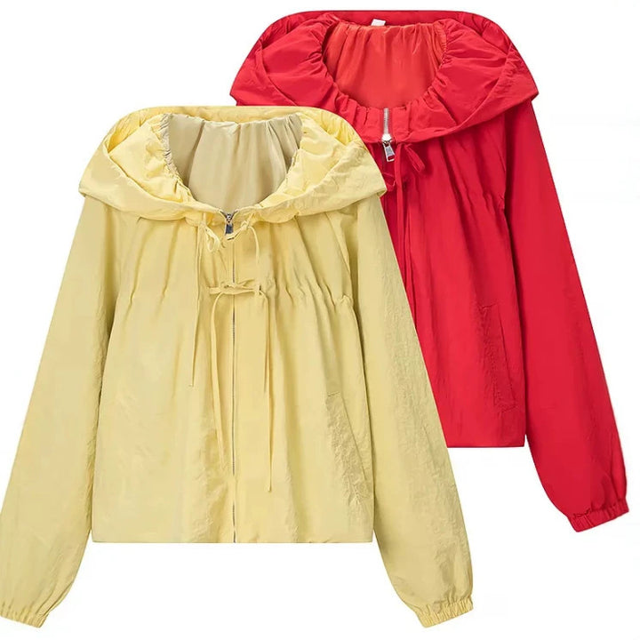 Damen Kurz geschnittene Wollmix-Jacke mit Stehkragen, Reißverschluss und Ballonärmeln Echo Archiv