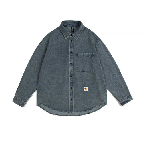 Unisex Kastenförmiges Denim-Overshirt mit Brusttasche und Stonewashed-Optik Echo Archiv