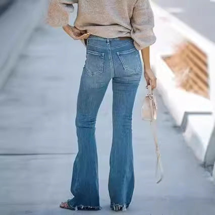 Damen nan gerade geschnittene Jeanshose in verkürzter Länge mit ausgefranstem Saum Echo Archiv