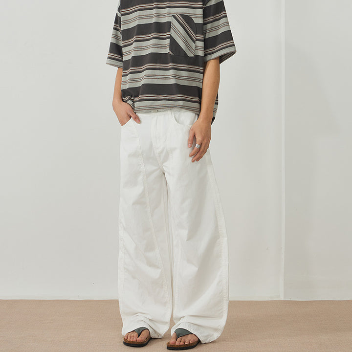 Herren Extraweite Baggy-Hose aus leichtem Baumwoll-Twill mit Tunnelzugsaum und Teilungsnähten Echo Archiv