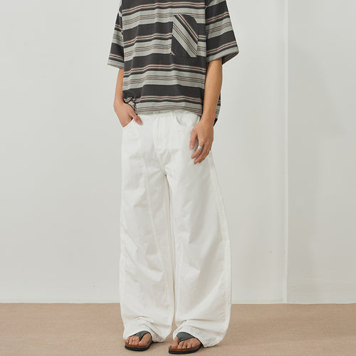 Herren Extraweite Baggy-Hose aus leichtem Baumwoll-Twill mit Tunnelzugsaum und Teilungsnähten Echo Archiv