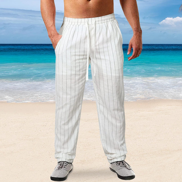 Herren lässige Streifen-Hosen aus Baumwollmix mit elastischem Bund und praktischen Eingrifftaschen Echoarchiv