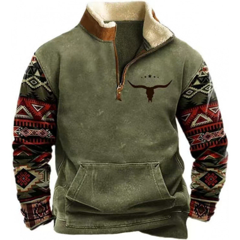 Herren Wärmender Fleece-Pullover mit Stehkragen Echoarchiv