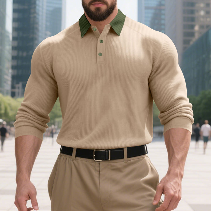 Herren Poloshirt mit strukturiertem Baumwollstoff und stylishen Kontrastdetails Echoarchiv
