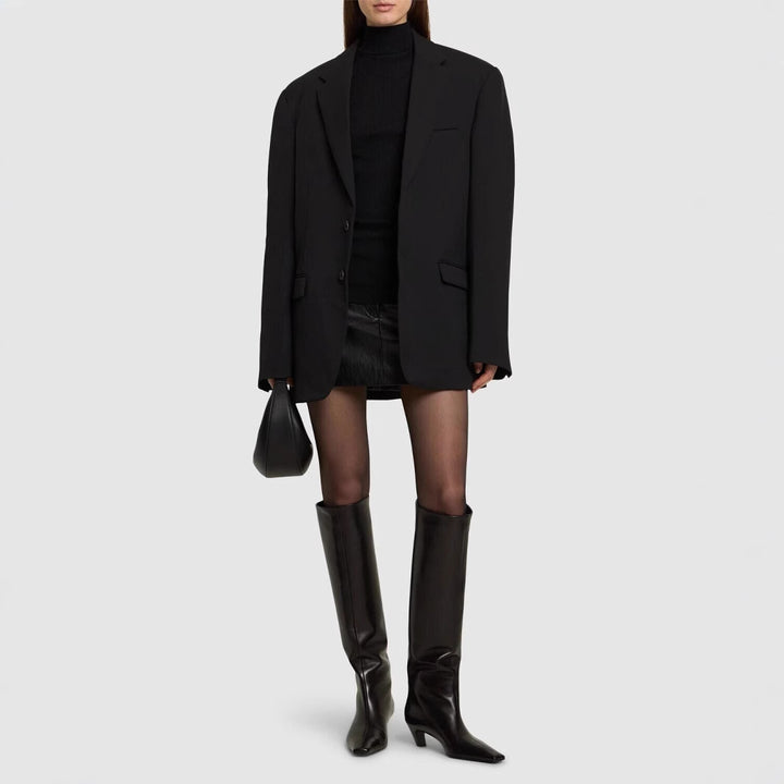 Damen Kniehohe Lederstiefel mit spitz zulaufender Silhouette und mittlerem Absatz Echoarchiv