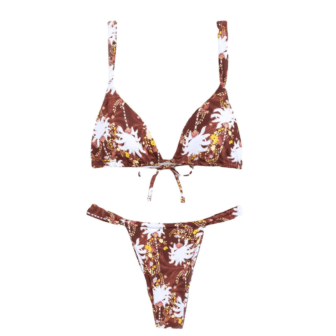 Damen floral gemusterter Triangel-Bikini mit hohem Schnitt Echo Archiv
