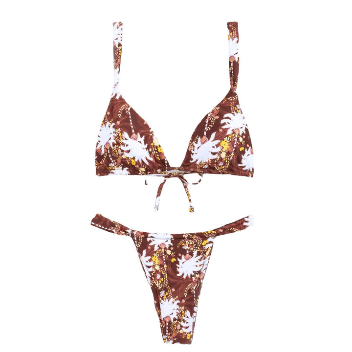Damen floral gemusterter Triangel-Bikini mit hohem Schnitt Echo Archiv