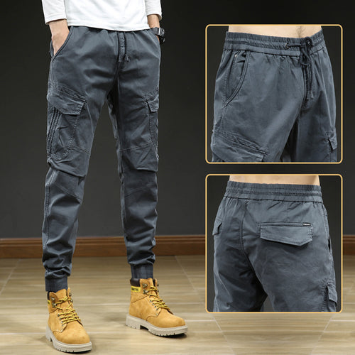 Herren bequeme Cargo-Hose mit elastischem Bund und mehreren Taschen Echoarchiv