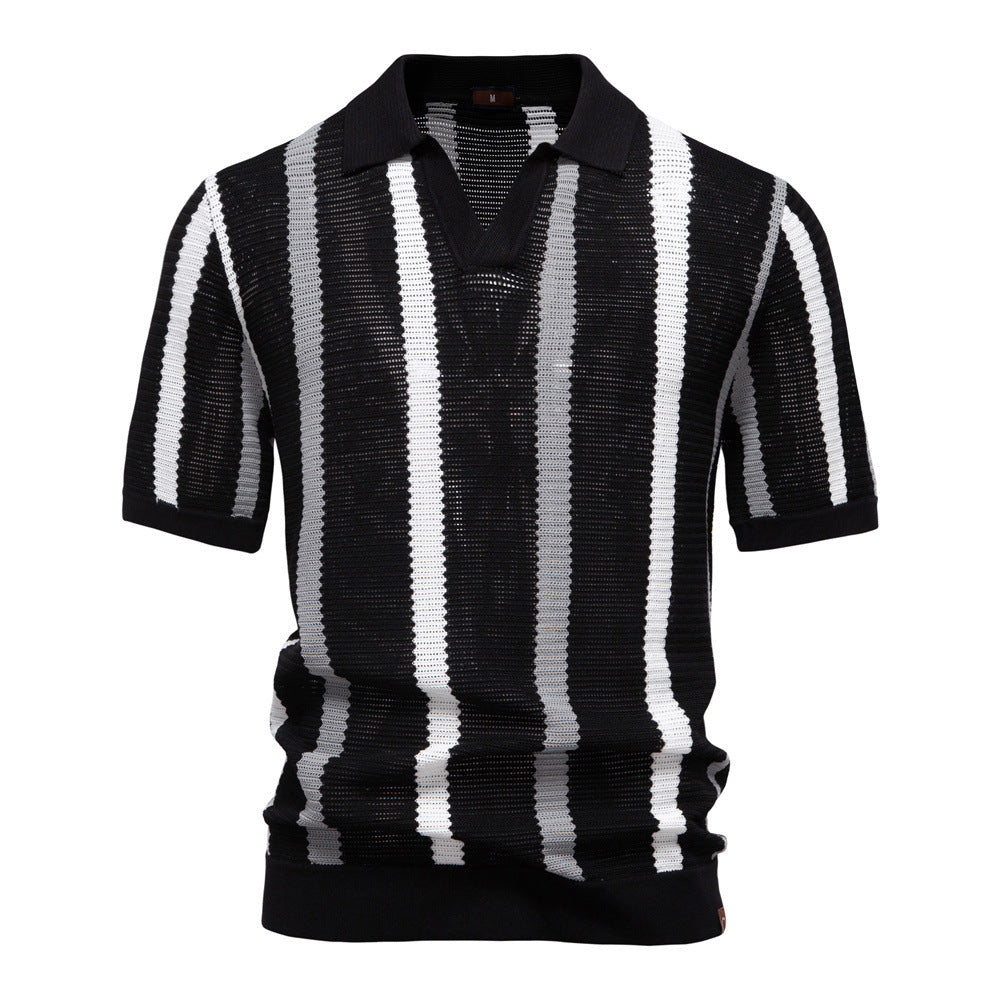 Herren nan kurzärmeliges Strickpolo mit Reverskragen und strukturierter Maschenware Echo Archiv