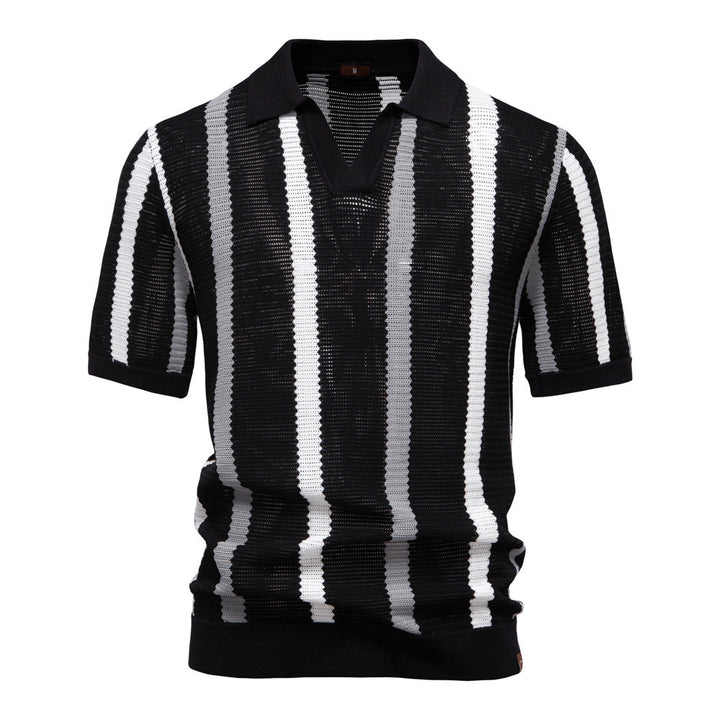 Herren nan kurzärmeliges Strickpolo mit Reverskragen und strukturierter Maschenware Echo Archiv
