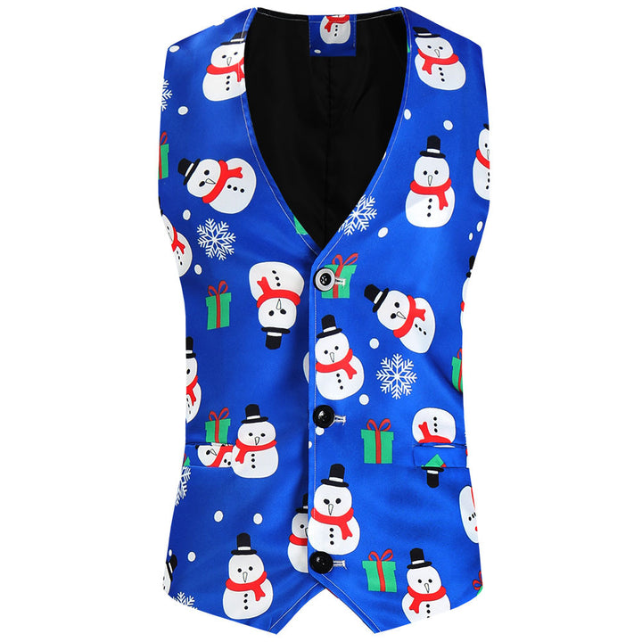 Herren Weihnachtliche Weste mit Santa-Alloverprint und tailliertem Schnitt Echo Archiv