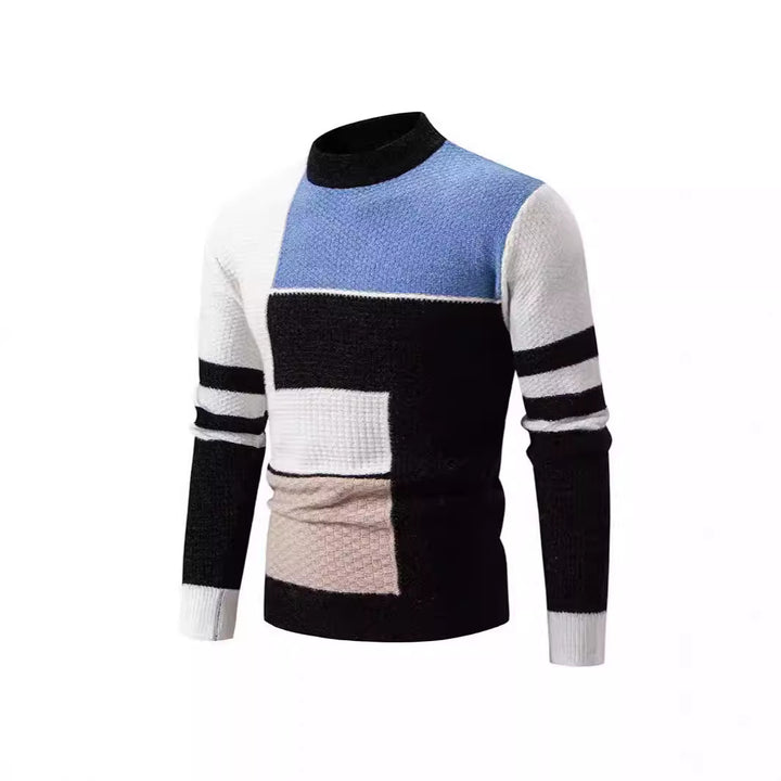 Herren Strukturierter Pullover mit modernem Farbblockdesign Echoarchiv