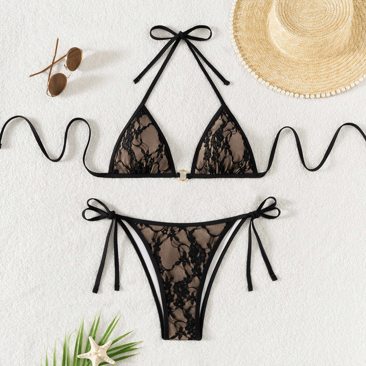 Damen Spitze Triangel-Bikini mit raffinierten Bindebändern Echo Archiv