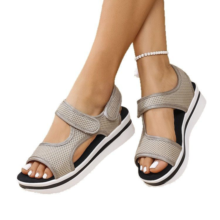 Damen Keil-Sandalen mit atmungsaktivem Mesh und verstellbaren Klettverschlüssen – Sorelia