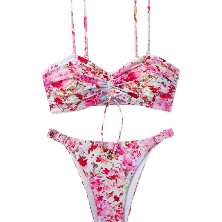 Damen-Bikini-Set mit Raffung und romantischem Blumendesign Echo Archiv