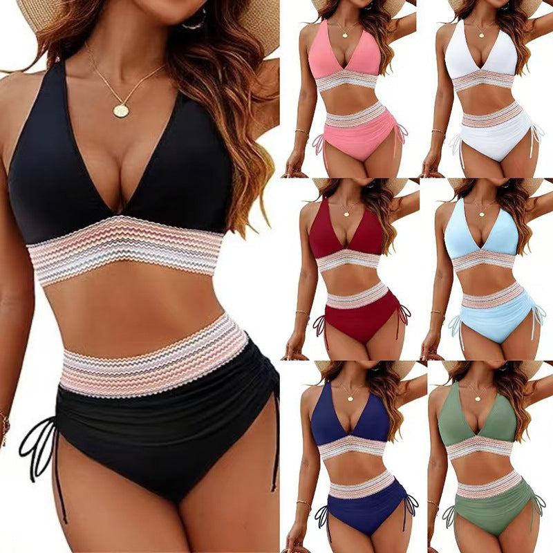 Damen Hochtailliertes Bikini-Set mit elastischen Details Echo Archiv