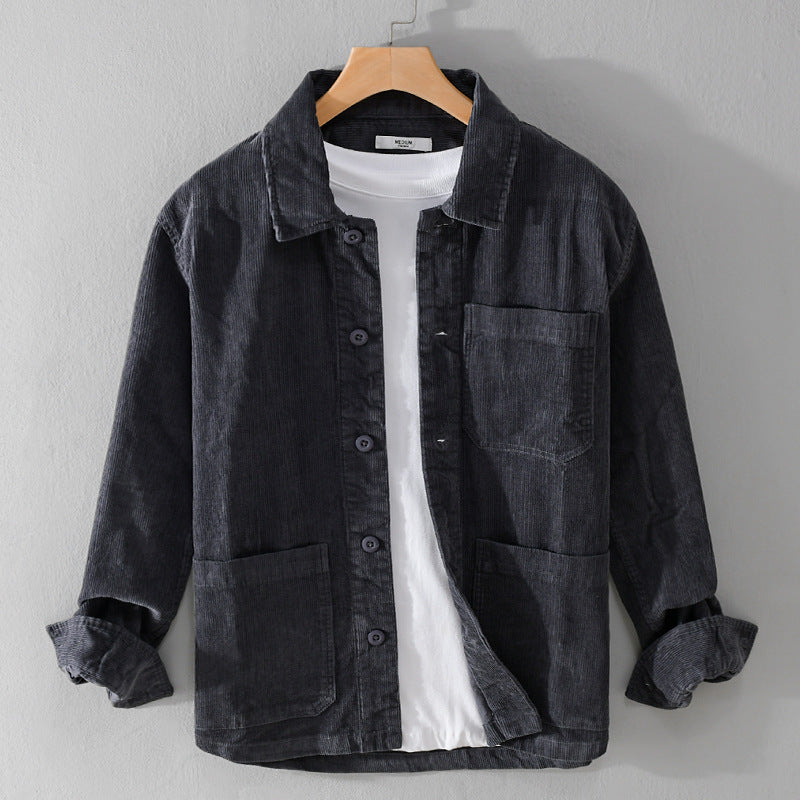 Herren Cord-Überhemdjacke mit aufgesetzten Taschen und legerem Schnitt Echoarchiv